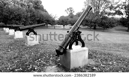 Cannons used to protect Hampstead Hill in Baltimore, Md during the invasion of the British in the War of 1812.
