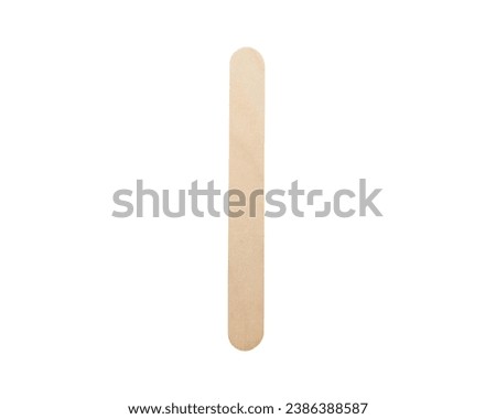 One (1) tally marks symbol made from wooden popsicles stick  isolated on white background with clipping path. Education and learning concept.
