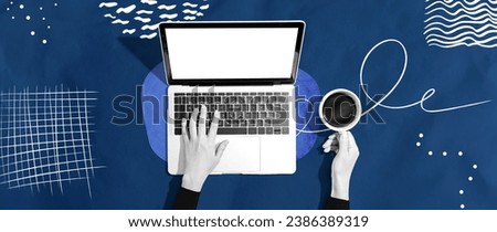 Person using a laptop computer - Photo collage design