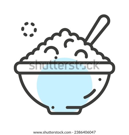 Cottage cheese icon with editable stroke to any thickness. Flat style. Vector illustration. Royalty-Free Stock Photo #2386406047