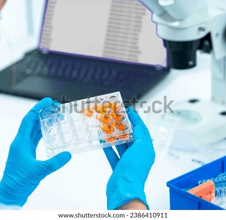 Cell Culture and Cell-based Assays: 24 well plates are commonly used in genetic research for cell culture and cell-based assays. They allow researchers to grow and maintain cells in a contro Royalty-Free Stock Photo #2386410911