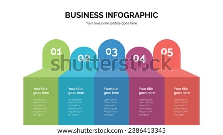 Business list infographic with five list Suitable For Presentation Template With 16x9 Aspect Ratio
