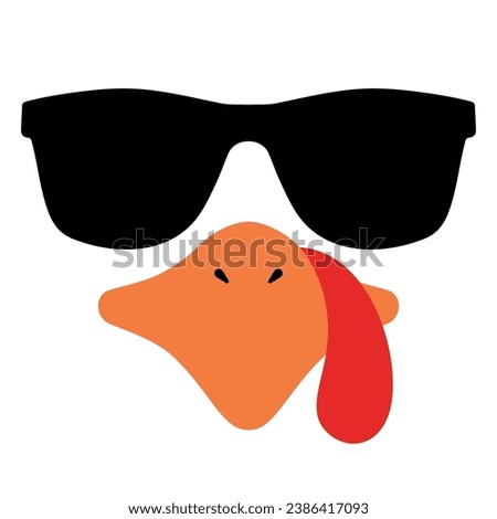 Turkey Face With Sunglasses on White Background