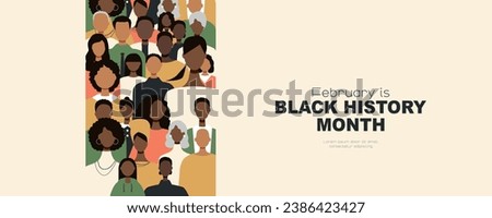 Black History Month banner. People stand together. Royalty-Free Stock Photo #2386423427