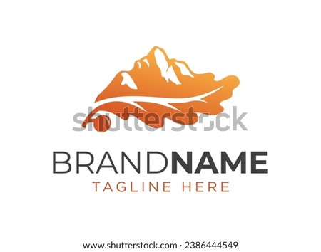 Mountain leaf logo icon. Nature landscape logo design vector