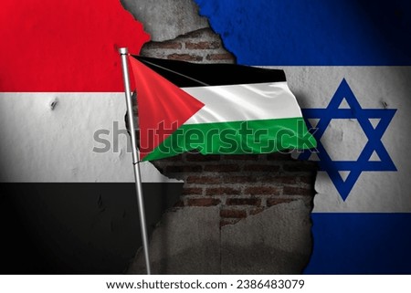Relations between yemen and Israel due to the war in Gaza Palestine. Royalty-Free Stock Photo #2386483079