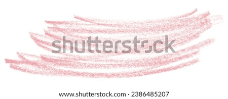 Pink pencil strokes isolated on white background.