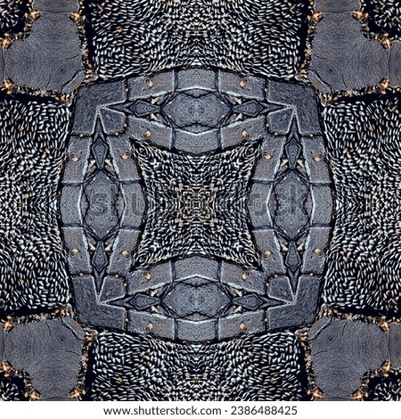 black square patterned stone decoration