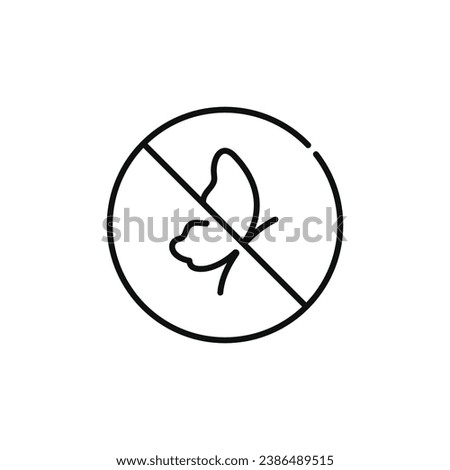 No insects line icon sign symbol isolated on white background. Butterfly prohibition line icon
