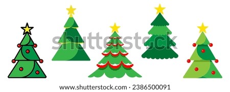 Set of  Christmas tree clip art. Vector illustration