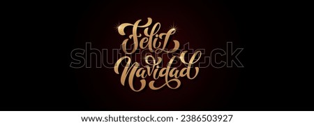 Feliz Navidad spanish Merry Christmas Modern calligraphy lettering on sticker for season greetings. Vector background Royalty-Free Stock Photo #2386503927