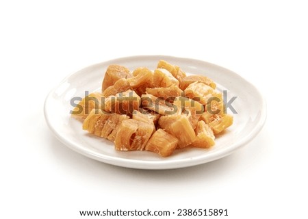 Dried scallops on white background