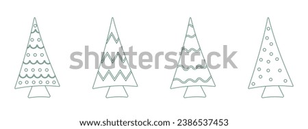 Set of Christmas trees in doodle style