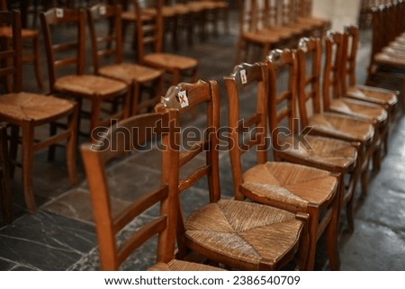 A church with empty seats during the coronavirus pandemic Covid-19.