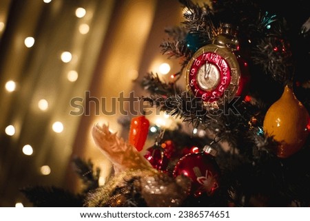 Room, gifts, Christmas tree in the atmosphere of New Year and Christmas Royalty-Free Stock Photo #2386574651