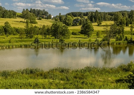 View of a pond in Lobendava, Czech Republic