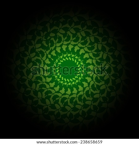 Green and black gradient Circle lace ornament, round vector pattern