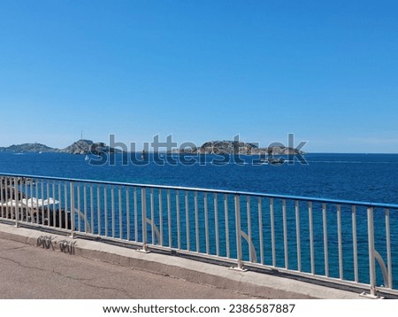 The Mediterranean coastline view along The Corniche Kennedy, Marseille Royalty-Free Stock Photo #2386587887