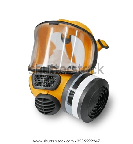 Orange gas mask, Chemical protective mask single filter isolated on white background