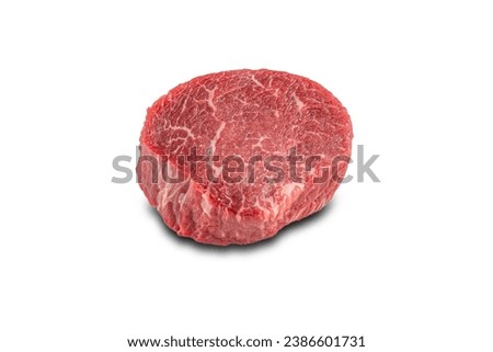 wagyu meat grade 4 to 7 in high res. images and isolated in white with blurry ends. Royalty-Free Stock Photo #2386601731
