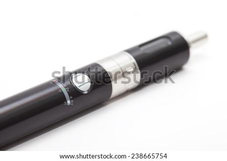E-Cigarettes (Electronic cigarettes) with variable voltage and battery indicator isolated on white background