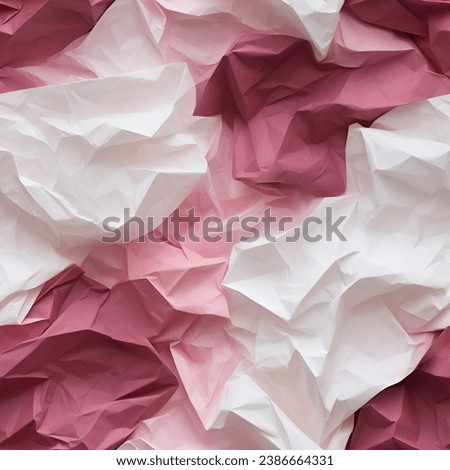 Red and white paper texture, seamless pattern of crumpled paper. Excellent background for fabric, print. Royalty-Free Stock Photo #2386664331