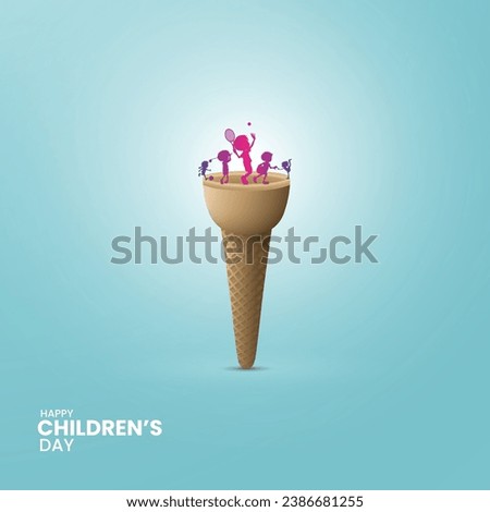 International Children's Day. creative children's day in ice- cream style.