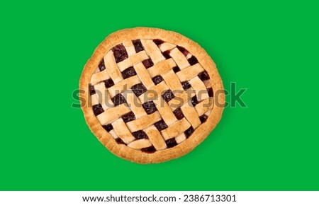 Whole berry pie on green screen