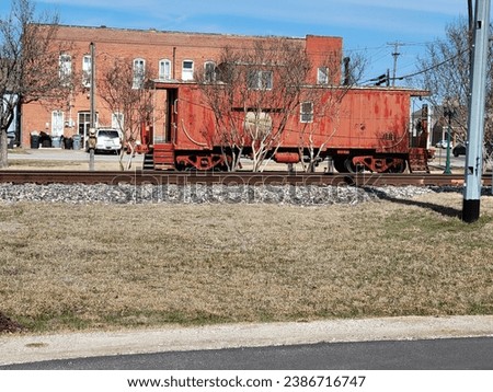 Railroad, Train, Caboose Side, Forney, Texas Royalty-Free Stock Photo #2386716747