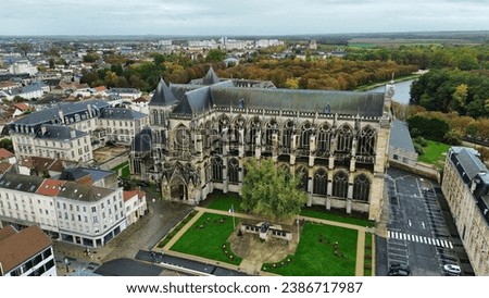 drone photo Saint-Étienne Cathedral, Cathédrale Saint-Étienne de Châlons-en-Champagne France Europe