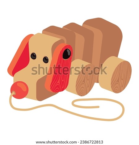 wooden toy dog vector isolated