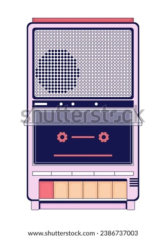 Retro cassette tape recorder 2D linear cartoon object. Empty audio cassette player isolated line vector element white background. Back to 90s music device nostalgic color flat spot illustration