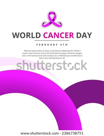 Design vector World Cancer Day with purple ribbon theme. simple, elegant vector design