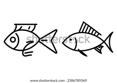 Fishes icons set. Illustration of a fish. Stroke that can be edited