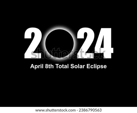 April 8th 2024 total solar eclipse illustration Royalty-Free Stock Photo #2386790563