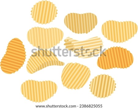 potato slices, potato chips, potato chunks, realistic isolated wavy vector in waves Royalty-Free Stock Photo #2386825055