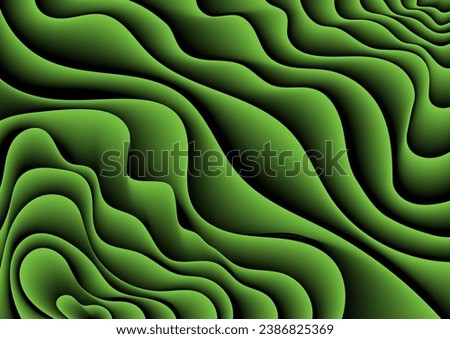 Abstract background of three-dimensional gradient green lines. Green wave background template for creative design
