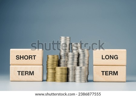 Short term and long term financing concept, investment decision, loans, and debt benefits Royalty-Free Stock Photo #2386877555