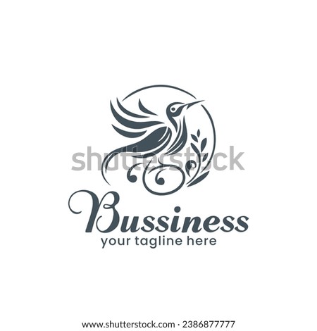 Decorative bird logo design, bird, boutique business, cute bird, floral logo design Royalty-Free Stock Photo #2386877777