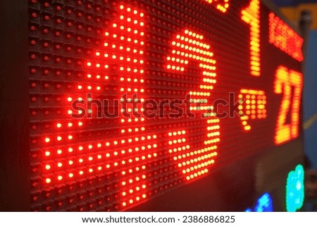 Neon Scoreboard Showing a Final Score in a Basketball Game Royalty-Free Stock Photo #2386886825
