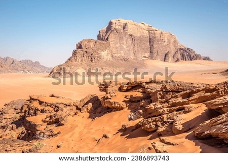 View at the rock formation in Wadi Rum valley - Jordan