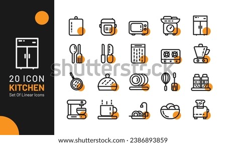 Kitchen Icon Sets using line style