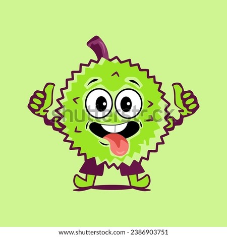 Durian fruit vector art. Cute green durian fruit character. Green background durian fruit character icon concept.