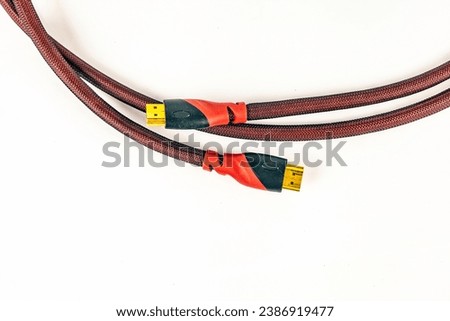 Cable with tips close-up on a white background