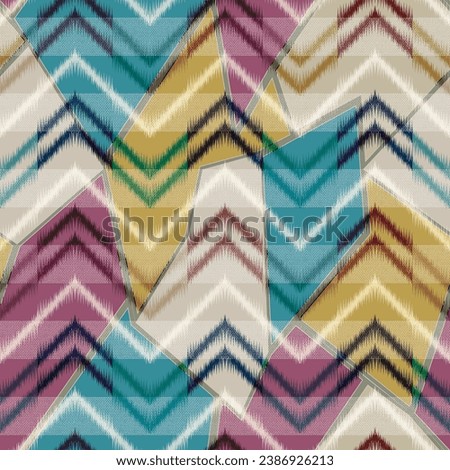 abstract Ethnic ikat art Seamless pattern on patchwork background