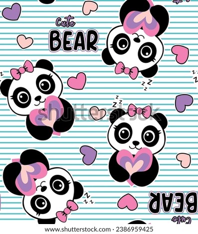 cute bear patterns panda for girl