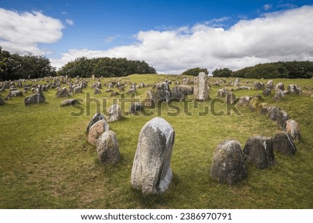 Viking Burial Site in Lindholm Hoje, Aalborg, Denmark Royalty-Free Stock Photo #2386970791