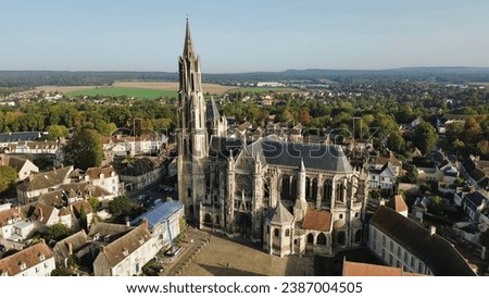 drone photo Senlis cathedral, cathedrale notre dame de Senlis France Europe