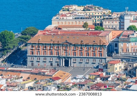 Aerial view of Palazzo Salerno in Naples, Italy. Royalty-Free Stock Photo #2387008813