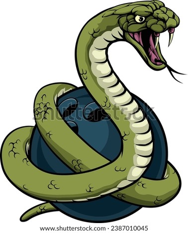 A snake ten pin bowling ball animal sports team mascot